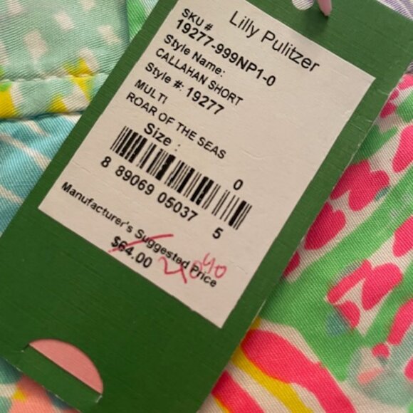 Lilly Pulitzer NWT 100% Cotton Callahan Shorts Roar of the Seas New Size 0 - Picture 4 of 6